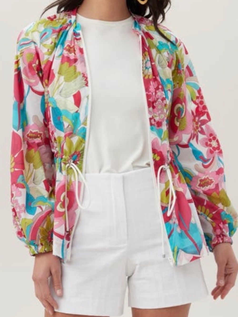 NWT-Trina Turk- ‘Rue’- Zip Front Jacket w/Drawcord Waist-Sz S